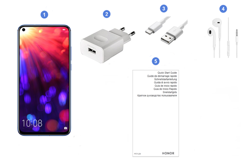 Honor View 20, contenu du coffret.