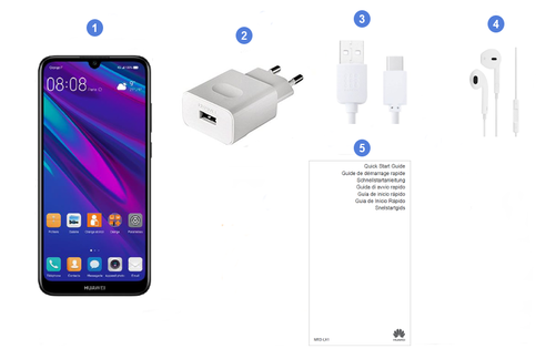 Huawei y6 2019, contenu du coffret.