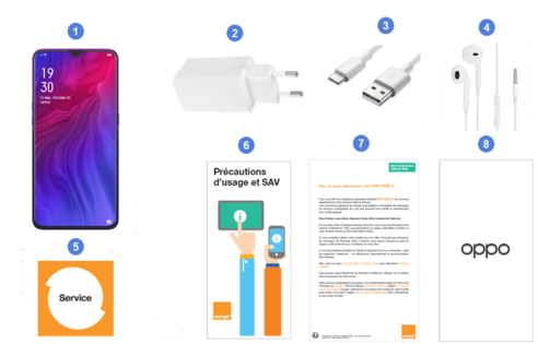 Oppo reno Z, contenu du coffret.