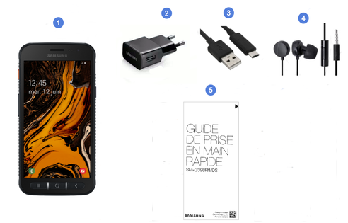 Samsung Galaxy XCover 4s, contenu du coffret.