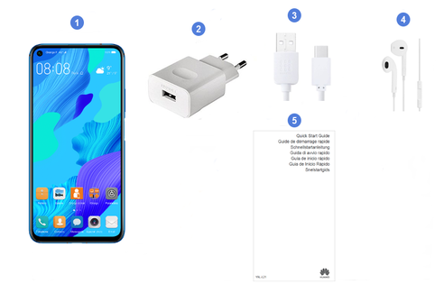 Huawei Nova 5T, contenu du coffret.