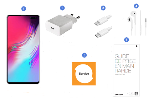 Samsung Galaxy S10 5G, contenu du coffret.