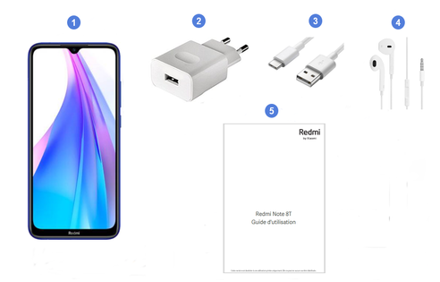 Xiaomi Redmi Note 8T, contenu du coffret.