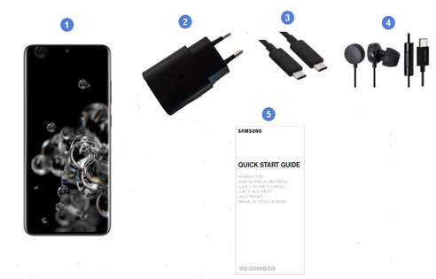 Samsung Galaxy S20 Ultra, contenu du coffret.