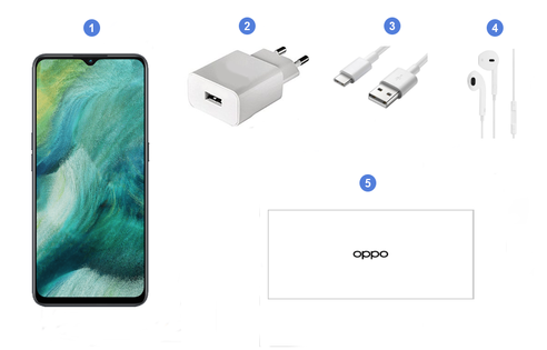 Oppo Find X2 Lite, contenu du coffret.