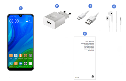 Huawei P Smart 2020, contenu du coffret.