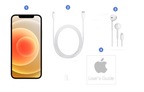 Apple iPhone 12, contenu du coffret.