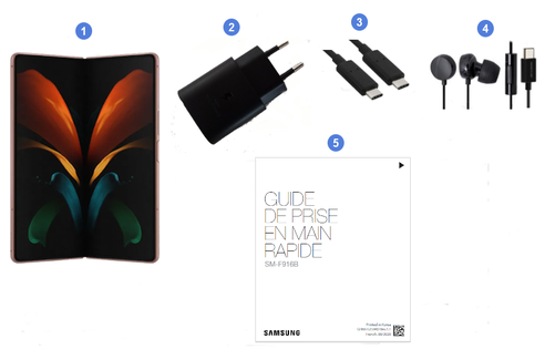 Samsung Galaxy Z Fold2 5G, contenu du coffret.