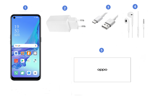 Oppo A53s, contenu du coffret.
