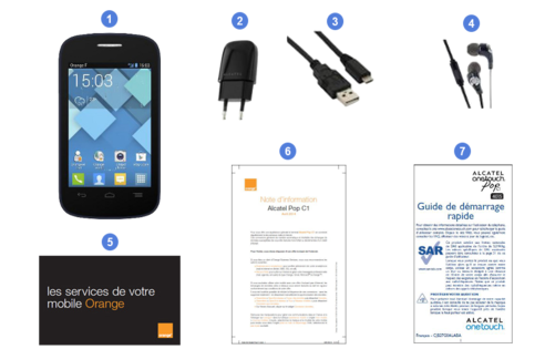 Alcatel One Touch Pop C1, contenu du coffret.
