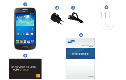 samsung galaxy core plus, contenu du coffret.