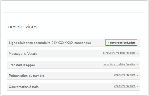 ligne residence secondaire activer ou suspendre votre abonnement assistance orange