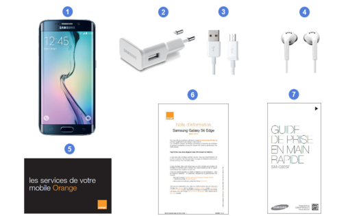 samsung galaxy s6 edge, contenu du coffret.