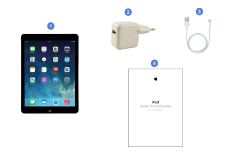 apple ipad air, contenu du coffret.