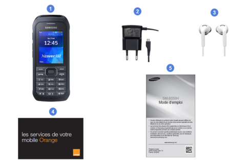 samsung xcover 550, contenu du coffret.