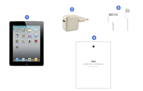apple ipad wifi 3g, contenu du coffret.