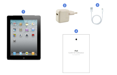 apple ipad2 wifi 3g, contenu du coffret.