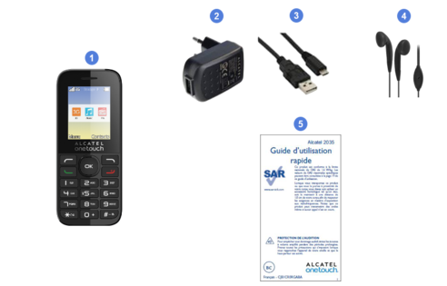 alcatel 2035, contenu du coffret.