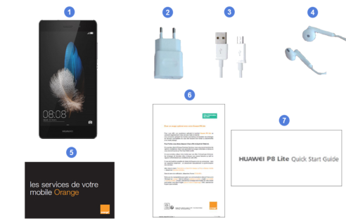 huawei p8 lite, contenu du coffret.