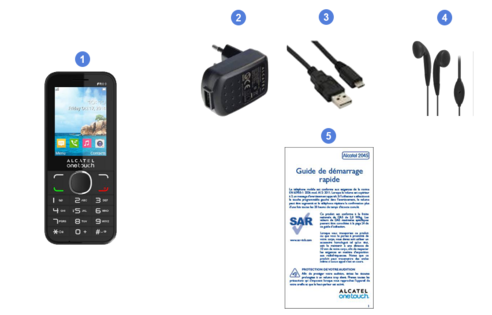 alcatel 2045, contenu du coffret.